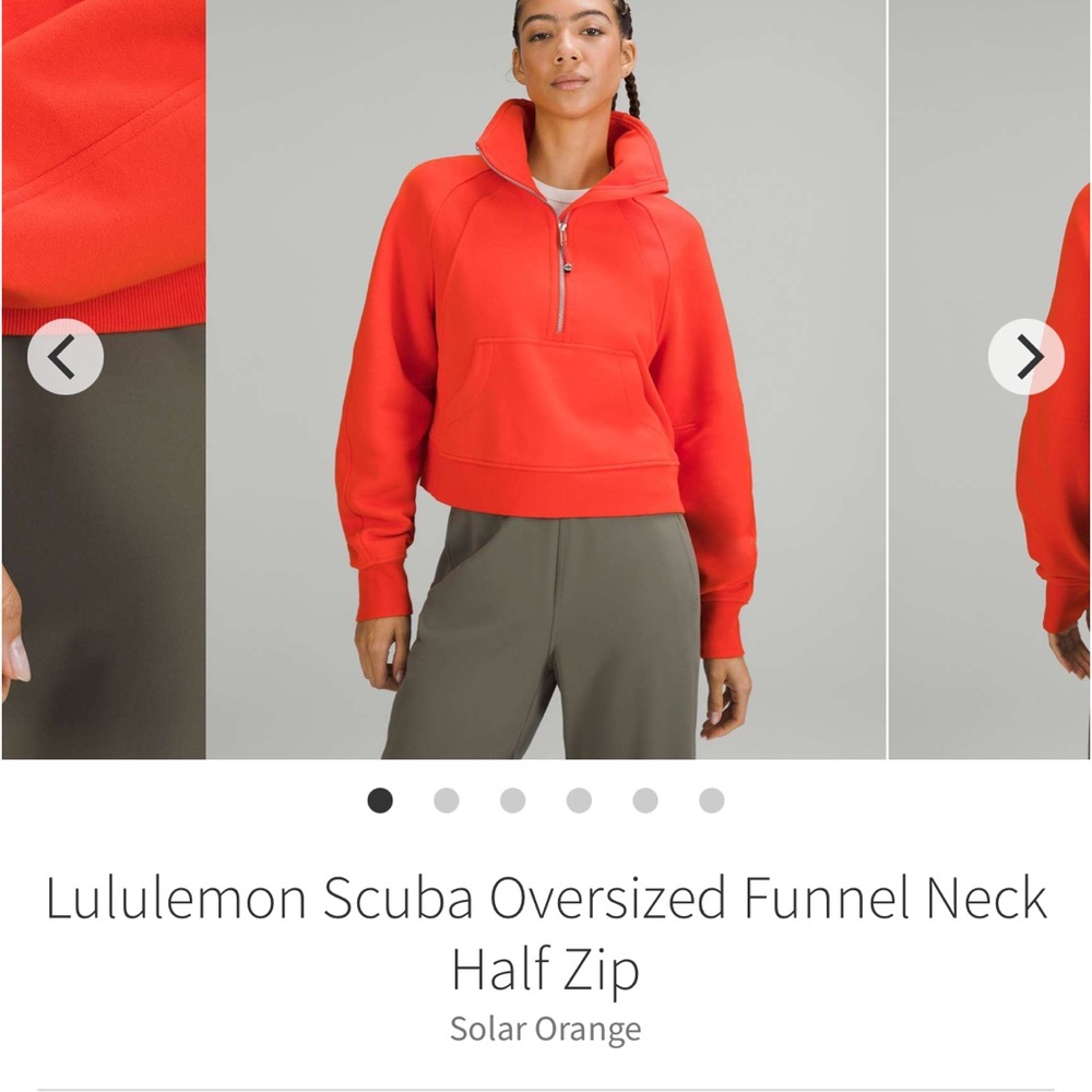 Lululemon scuba oversized funnel neck half zip Solar Orange Sz XS/S Sold Out